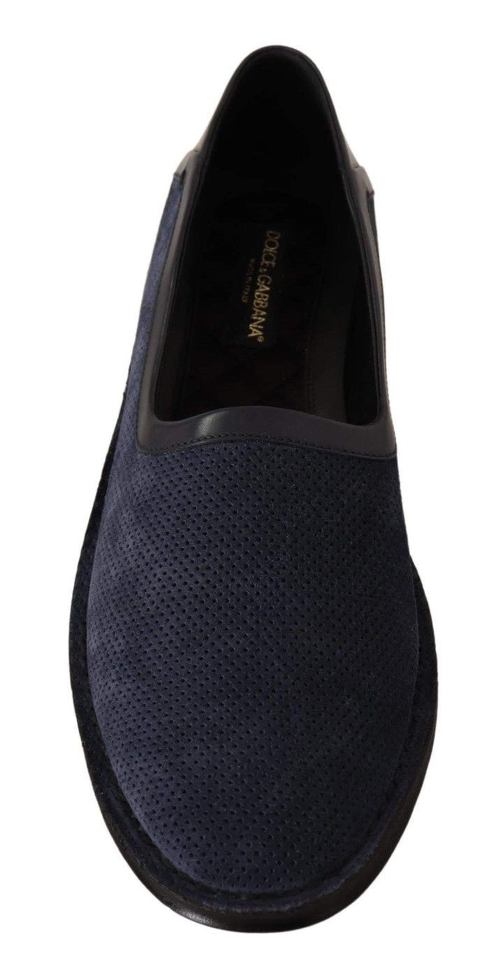 Dolce & Gabbana Blue Leather Perforated Slip On Loafers Shoes #men, Blue, Dolce & Gabbana, EU44/US11, feed-agegroup-adult, feed-color-Blue, feed-gender-male, Loafers - Men - Shoes at SEYMAYKA