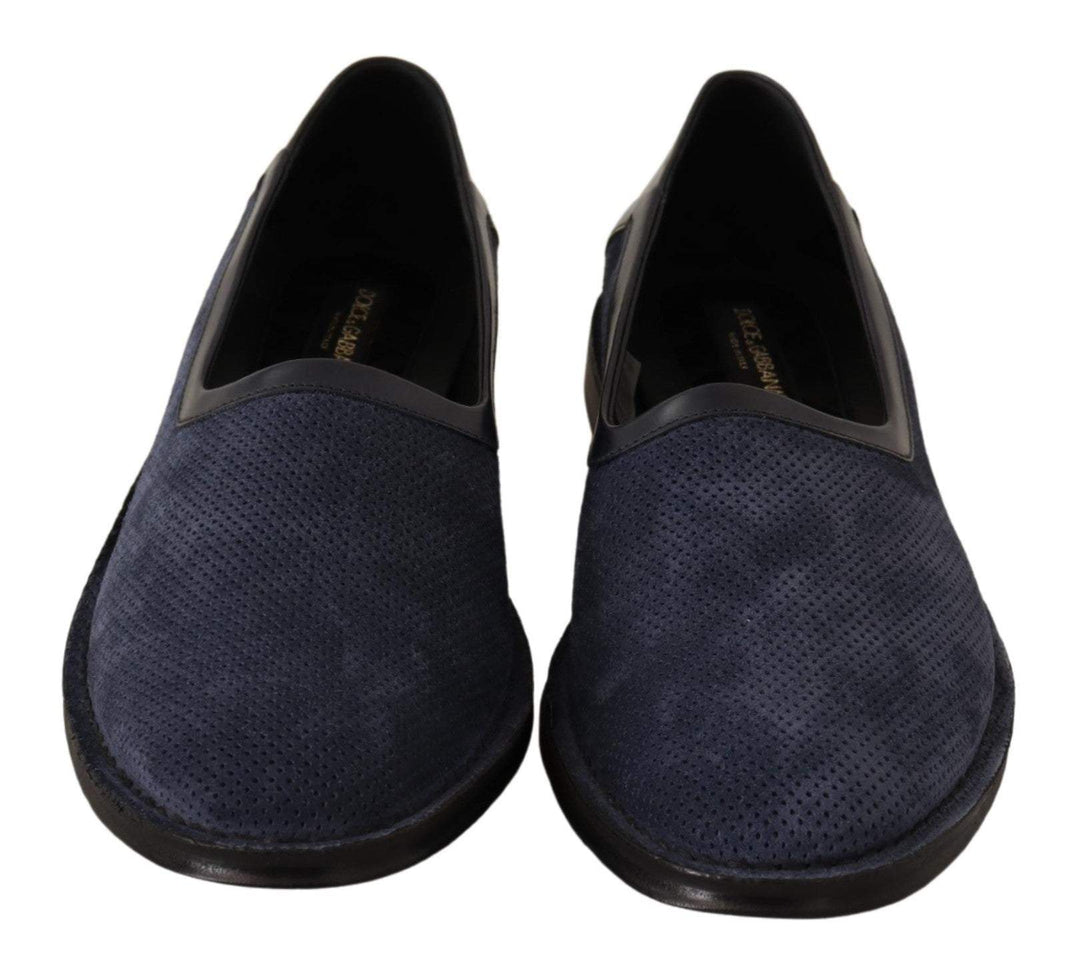 Dolce & Gabbana Blue Leather Perforated Slip On Loafers Shoes #men, Blue, Dolce & Gabbana, EU44/US11, feed-agegroup-adult, feed-color-Blue, feed-gender-male, Loafers - Men - Shoes at SEYMAYKA