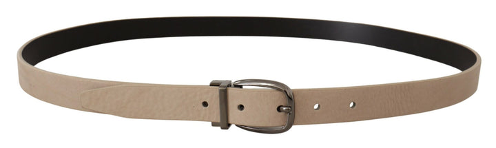 Dolce & Gabbana Beige Vitello Beige Tone Logo Metal Buckle Belt