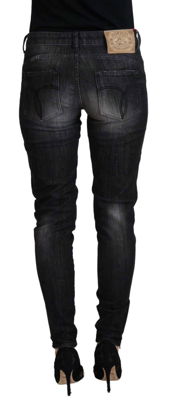 Black Cotton Low Waist Skinny Women Casual Jeans