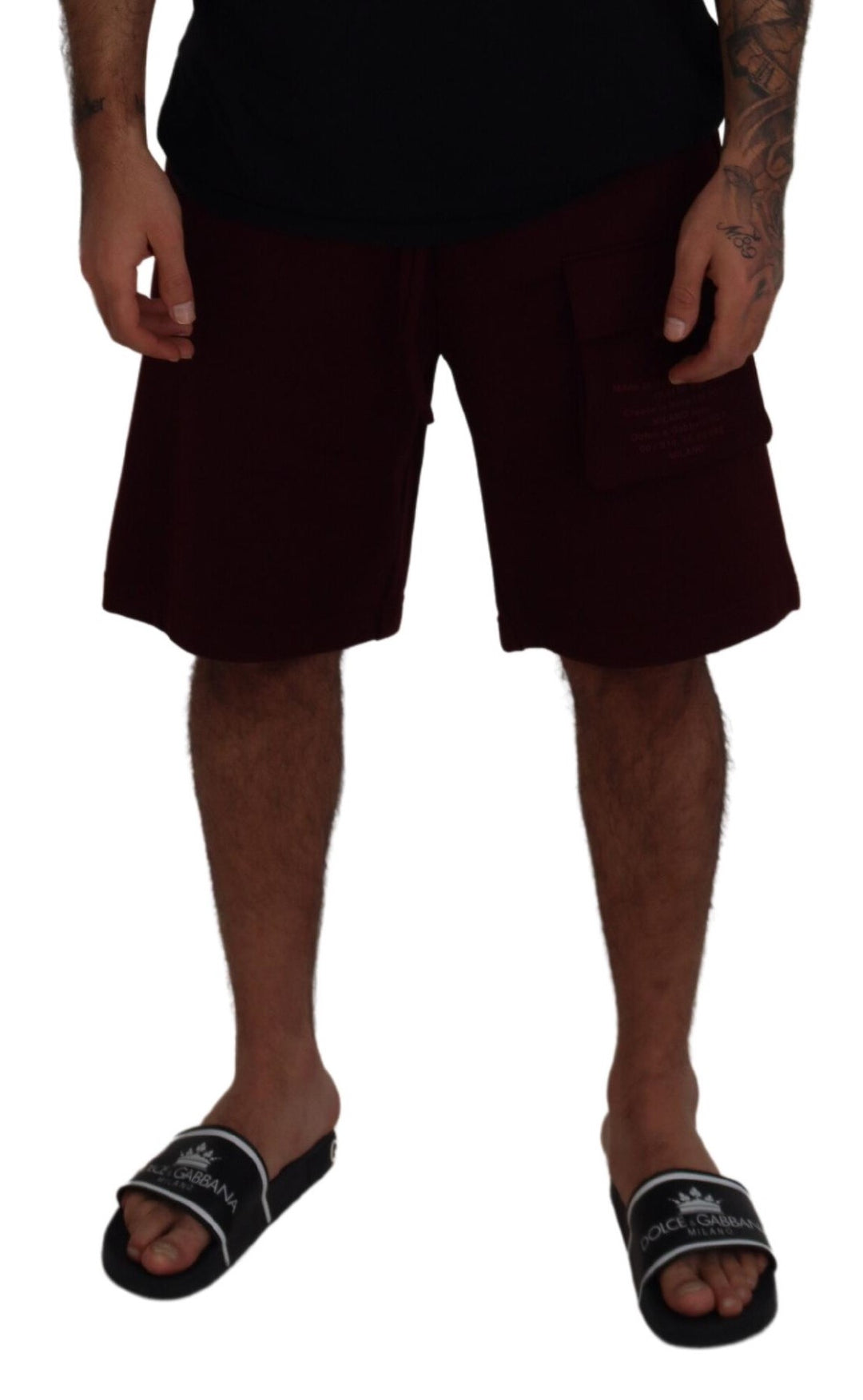 Dolce & Gabbana Maroon Bermuda Cargo  Shorts