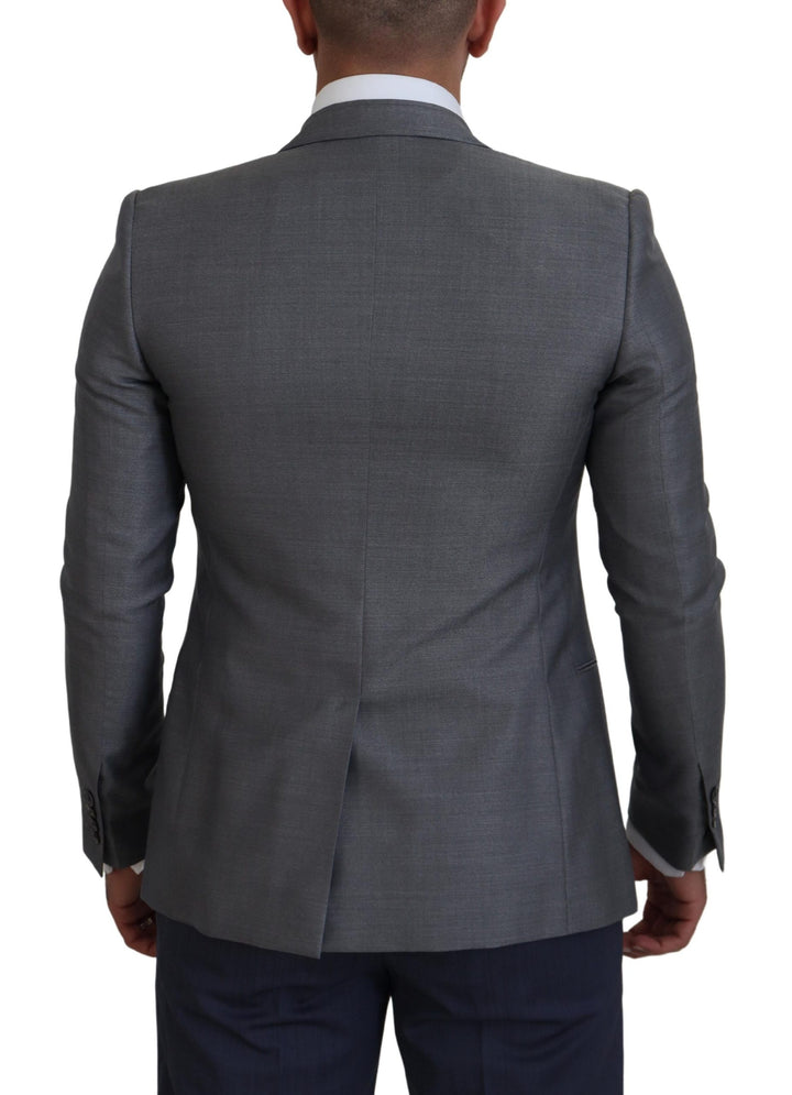 Dolce & Gabbana Gray Wool Silk Slim Fit Jacket Blazer