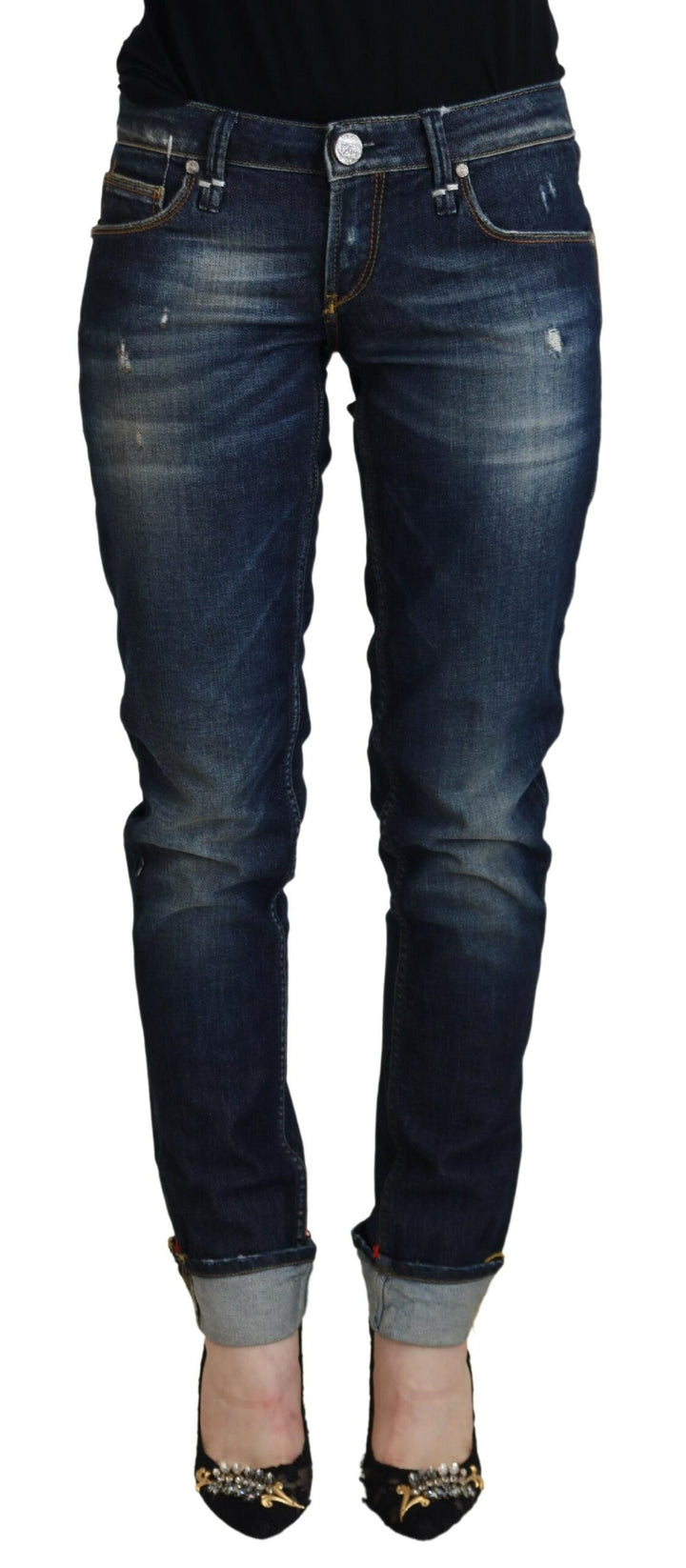 Blue Cotton Slim Fit Women Casual Denim Jeans