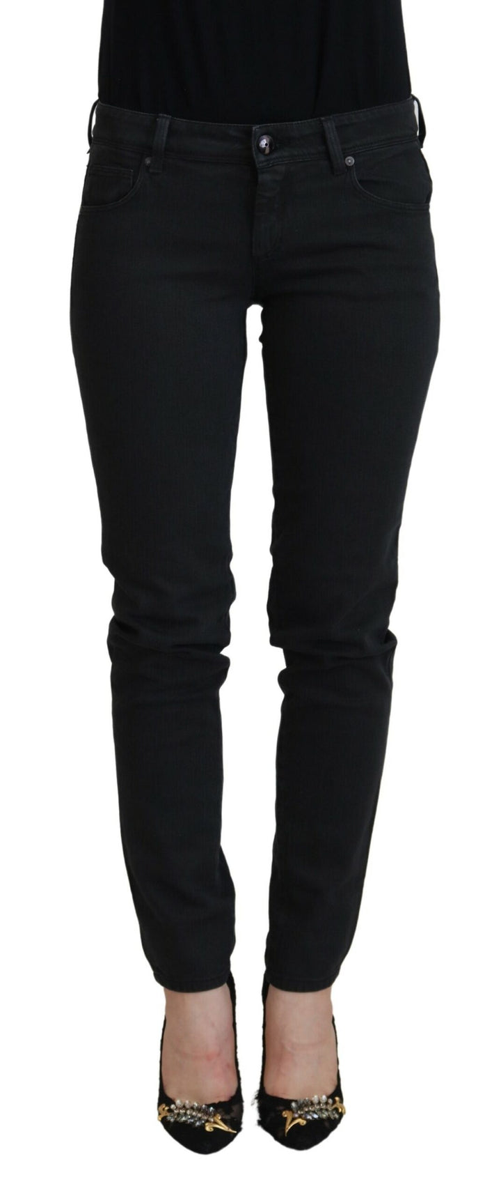 Black Cotton Slim Fit Women Denim Jeans