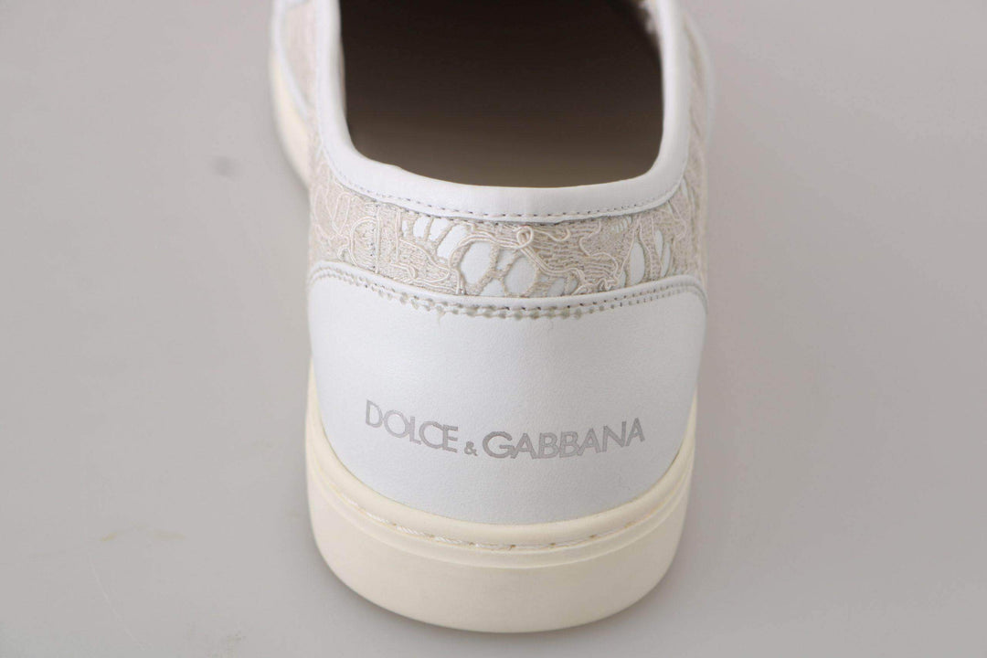 Dolce & Gabbana White Leather Lace Slip On Loafers Shoes #women, Brand_Dolce & Gabbana, Catch, Category_Shoes, Dolce & Gabbana, EU35/US4.5, EU41/US10.5, feed-agegroup-adult, feed-color-white, feed-gender-female, feed-size-US10.5, feed-size-US4.5, Gender_Women, Kogan, Shoes - New Arrivals, Sneakers - Women - Shoes, White at SEYMAYKA