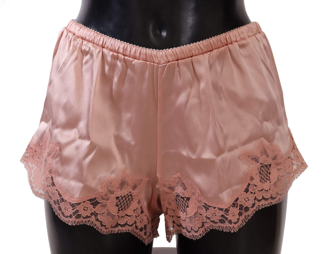 Dolce & Gabbana Pink Floral Lace Lingerie Underwear Dolce & Gabbana, feed-1, IT1 | XS, IT2 | S, IT3 | M, IT4 | L, IT5 | XL, Powder Pink, Shorts - Women - Clothing, Sleepwear - Women - Clothing, Underwear - Women - Clothing at SEYMAYKA