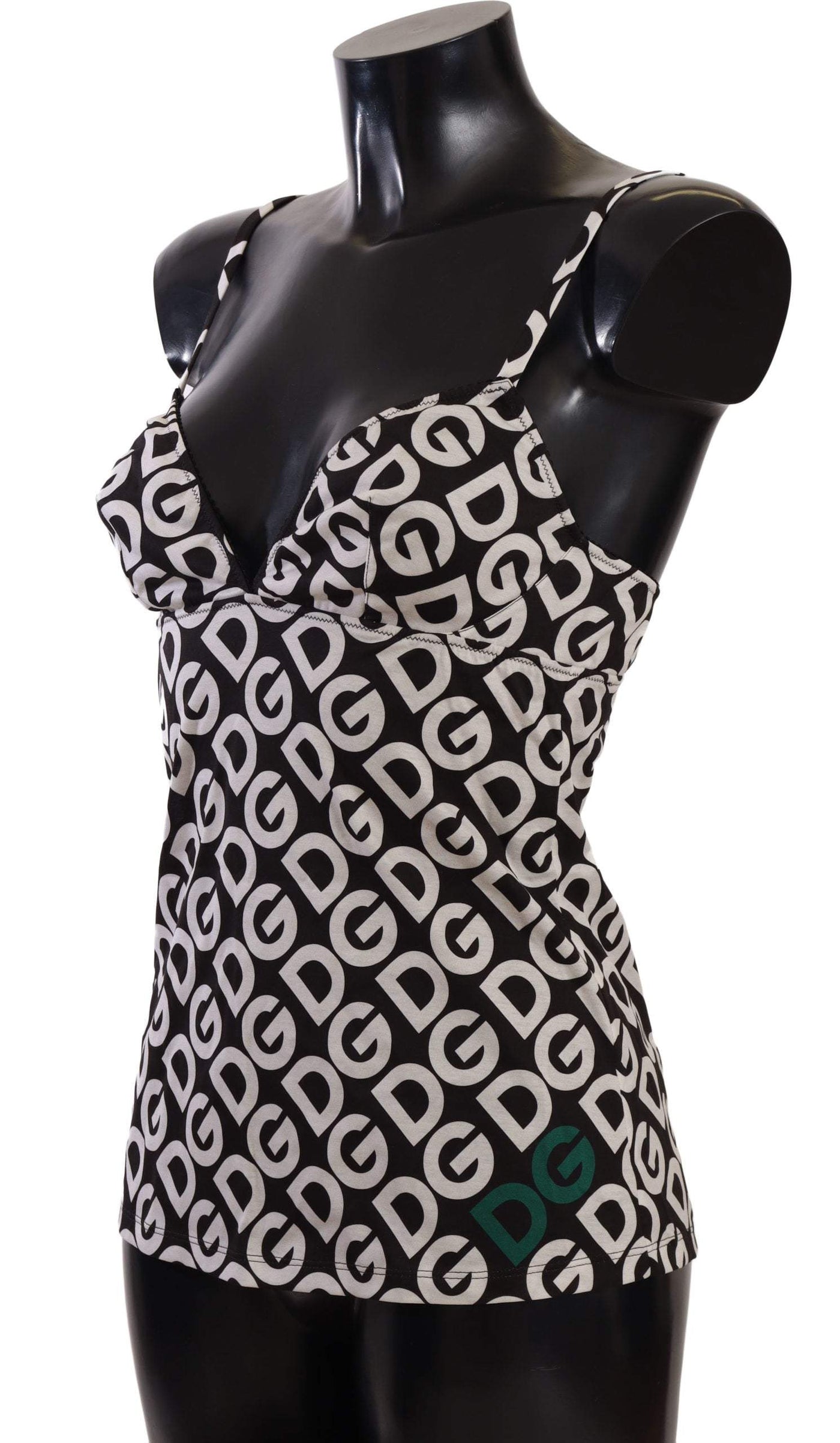 Dolce & Gabbana Black White Logo Print Camisole Top Underwear Black/White, Dolce & Gabbana, feed-1, IT1 | XS, IT2 | S, Swimwear - Women - Clothing at SEYMAYKA