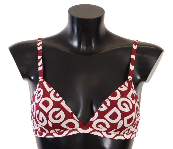 Dolce & Gabbana Red White DG Print Non Wire Cotton Bra Underwear