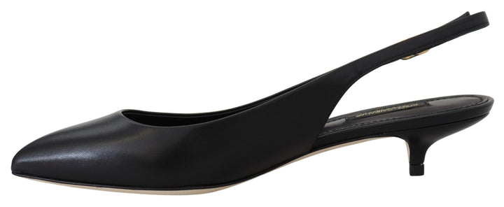 Dolce & Gabbana Black Leather Slingbacks Heels Pumps Shoes