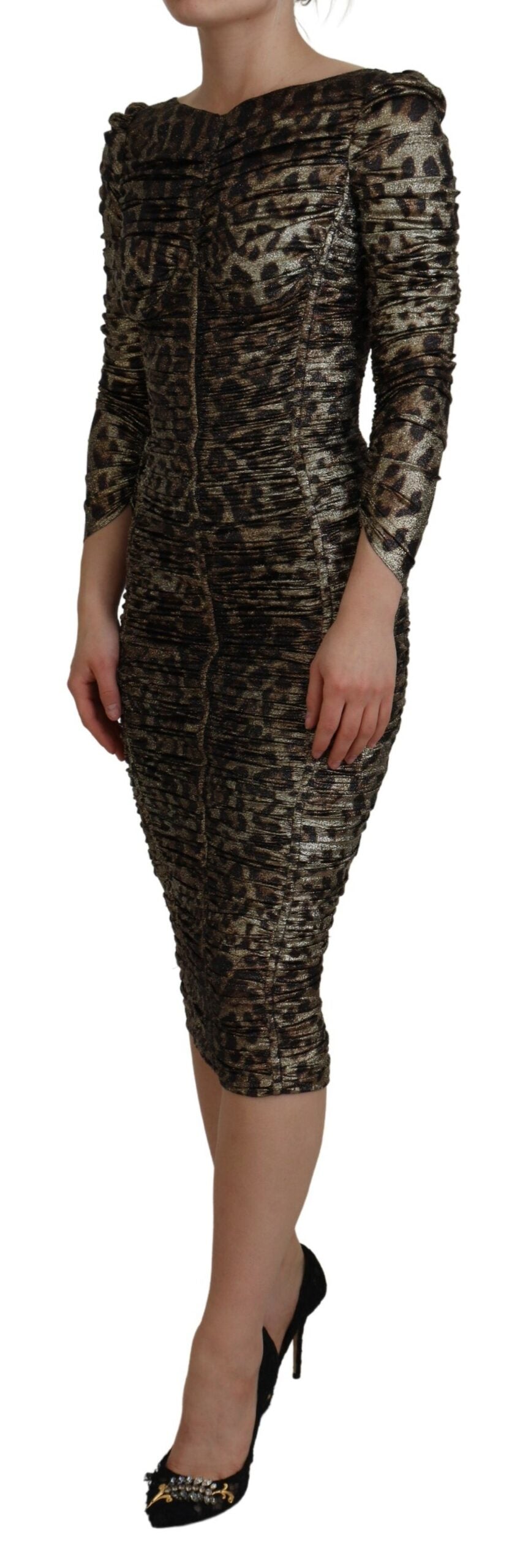 Multicolor Leopard Bodycon Sheath Midi Dress