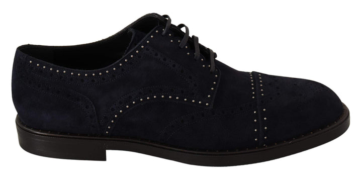 Dolce & Gabbana Blue Suede Leather Derby Studded Shoes #men, Blue, Dolce & Gabbana, EU44/US11, feed-agegroup-adult, feed-color-Blue, feed-gender-male, Formal - Men - Shoes at SEYMAYKA