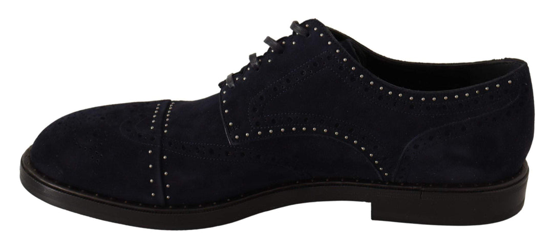 Dolce & Gabbana Blue Suede Leather Derby Studded Shoes #men, Blue, Dolce & Gabbana, EU44/US11, feed-agegroup-adult, feed-color-Blue, feed-gender-male, Formal - Men - Shoes at SEYMAYKA