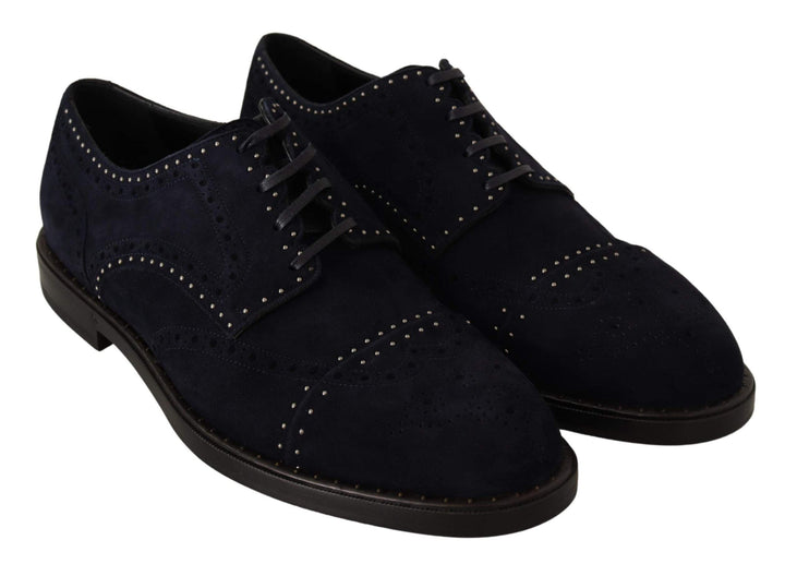 Dolce & Gabbana Blue Suede Leather Derby Studded Shoes #men, Blue, Dolce & Gabbana, EU44/US11, feed-agegroup-adult, feed-color-Blue, feed-gender-male, Formal - Men - Shoes at SEYMAYKA