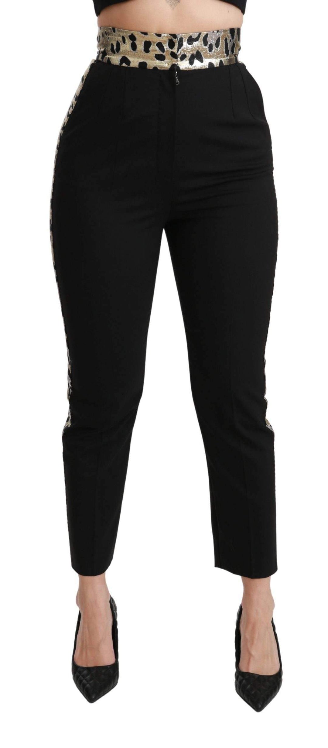 Dolce & Gabbana  Black Cropped Skinny High Waist Wool Pants #women, Black, Brand_Dolce & Gabbana, Catch, Dolce & Gabbana, feed-agegroup-adult, feed-color-black, feed-gender-female, feed-size-IT40|S, Gender_Women, IT40|S, Jeans & Pants - Women - Clothing, Kogan, Women - New Arrivals at SEYMAYKA