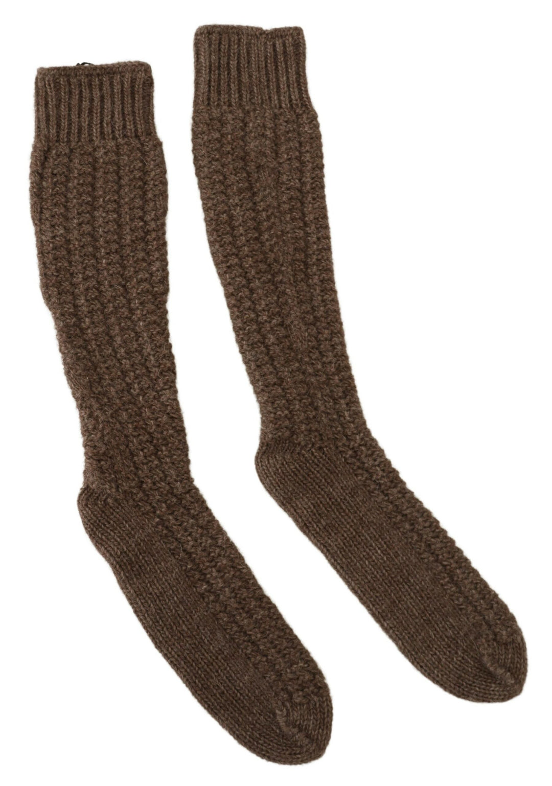 Dolce & Gabbana Brown Wool Knit Calf Long  Socks