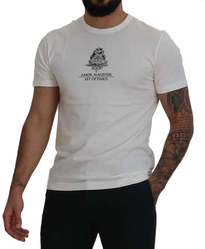 Dolce & Gabbana White Logo Cotton Amor Magister T-shirt