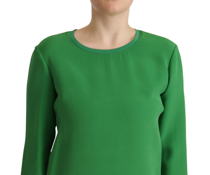 Armani Green Silk Long Sleeves Round Neck Sweater