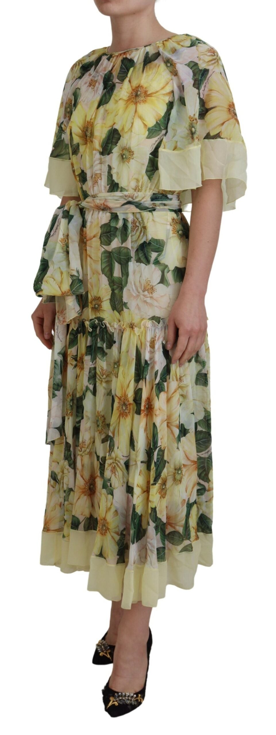 Multicolor Silk Floral Print Long Maxi Dress