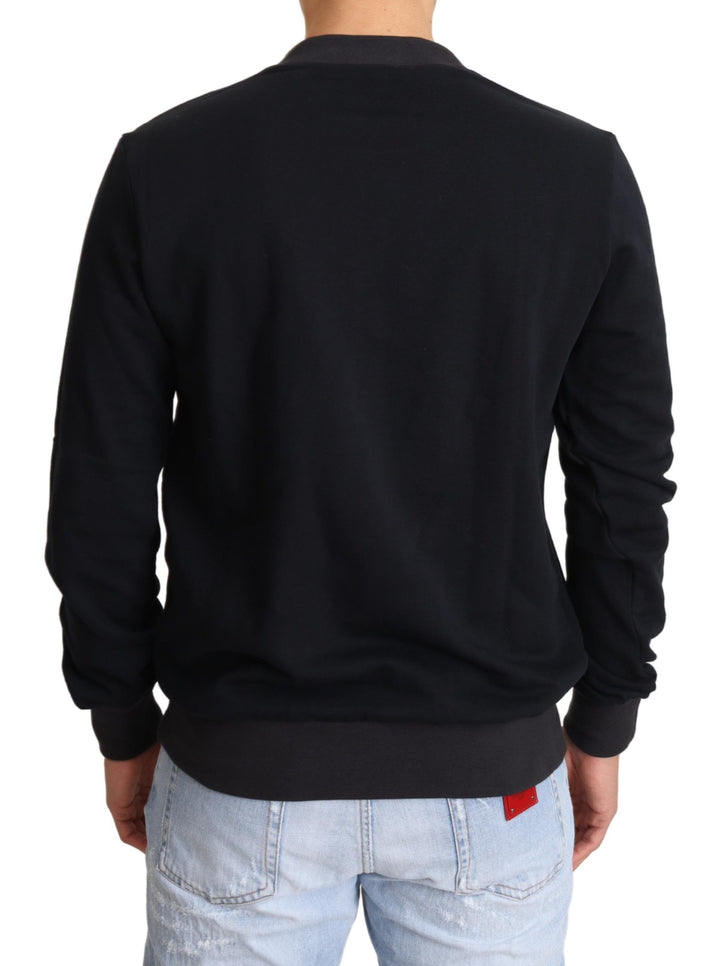 Dolce & Gabbana Blue Crown King Cotton Pullover Sweater