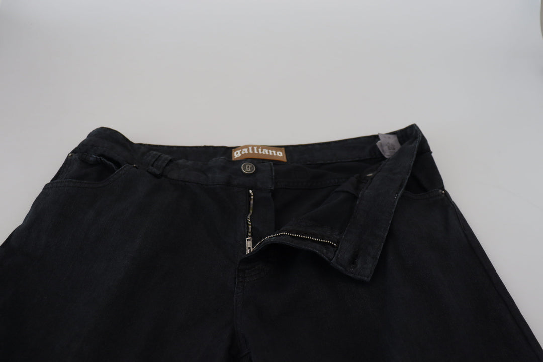 John Galliano Black Cotton Back Buckle Casual Denim Jeans