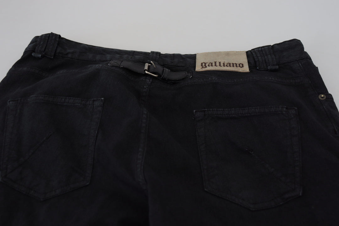 John Galliano Black Cotton Back Buckle Casual Denim Jeans