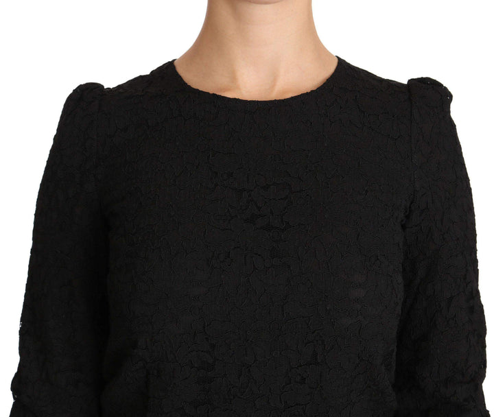 Dolce & Gabbana  Black Floral Lace Zipper Top Blouse #women, Black, Brand_Dolce & Gabbana, Catch, Dolce & Gabbana, feed-agegroup-adult, feed-color-black, feed-gender-female, feed-size-IT36 | XS, Gender_Women, IT36 | XS, Kogan, Tops & T-Shirts - Women - Clothing, Women - New Arrivals at SEYMAYKA