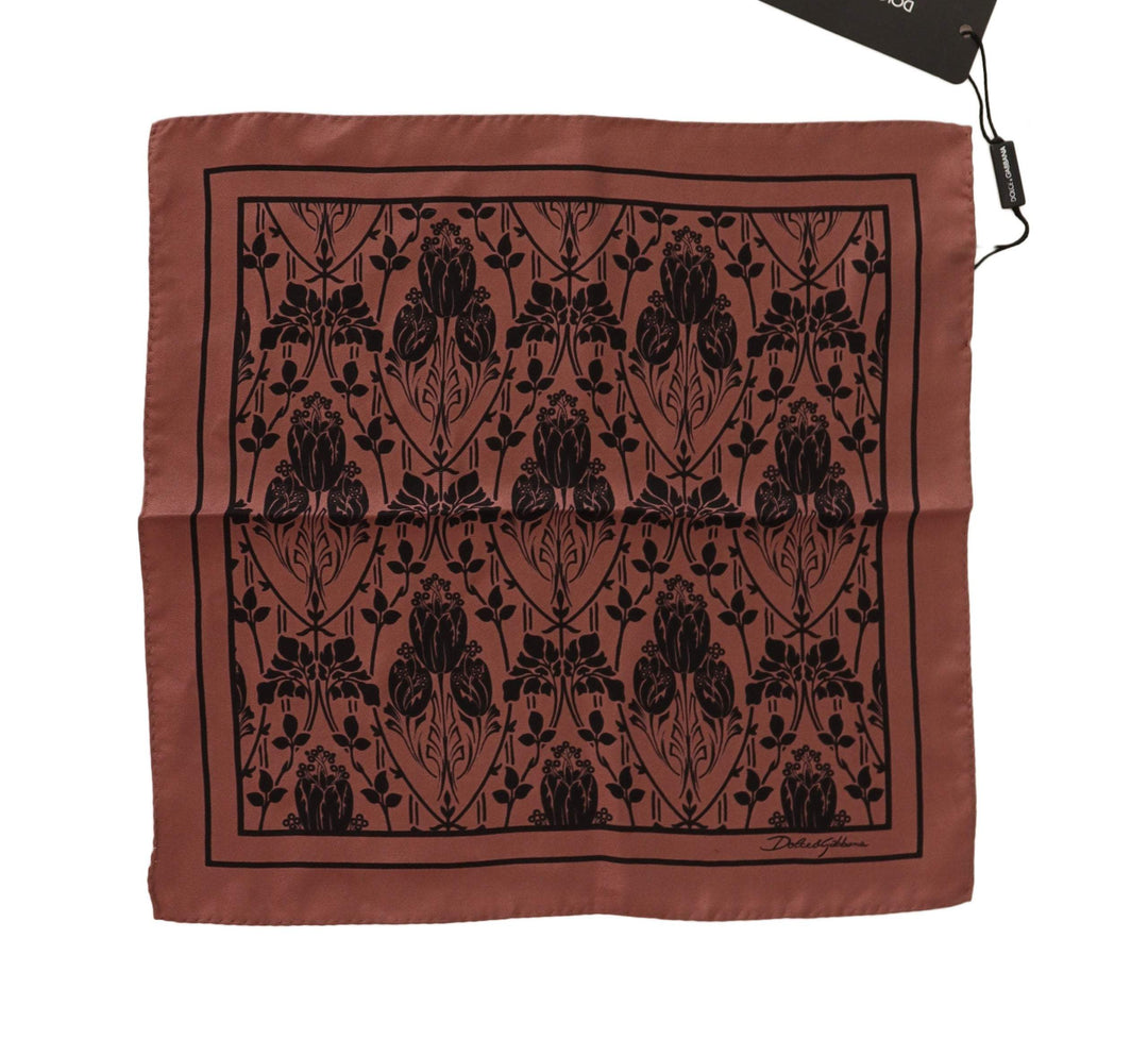 Dolce & Gabbana Brown Floral Silk Square Handkerchief Scarf #men, Brown, Dolce & Gabbana, feed-1, Scarves - Men - Accessories at SEYMAYKA