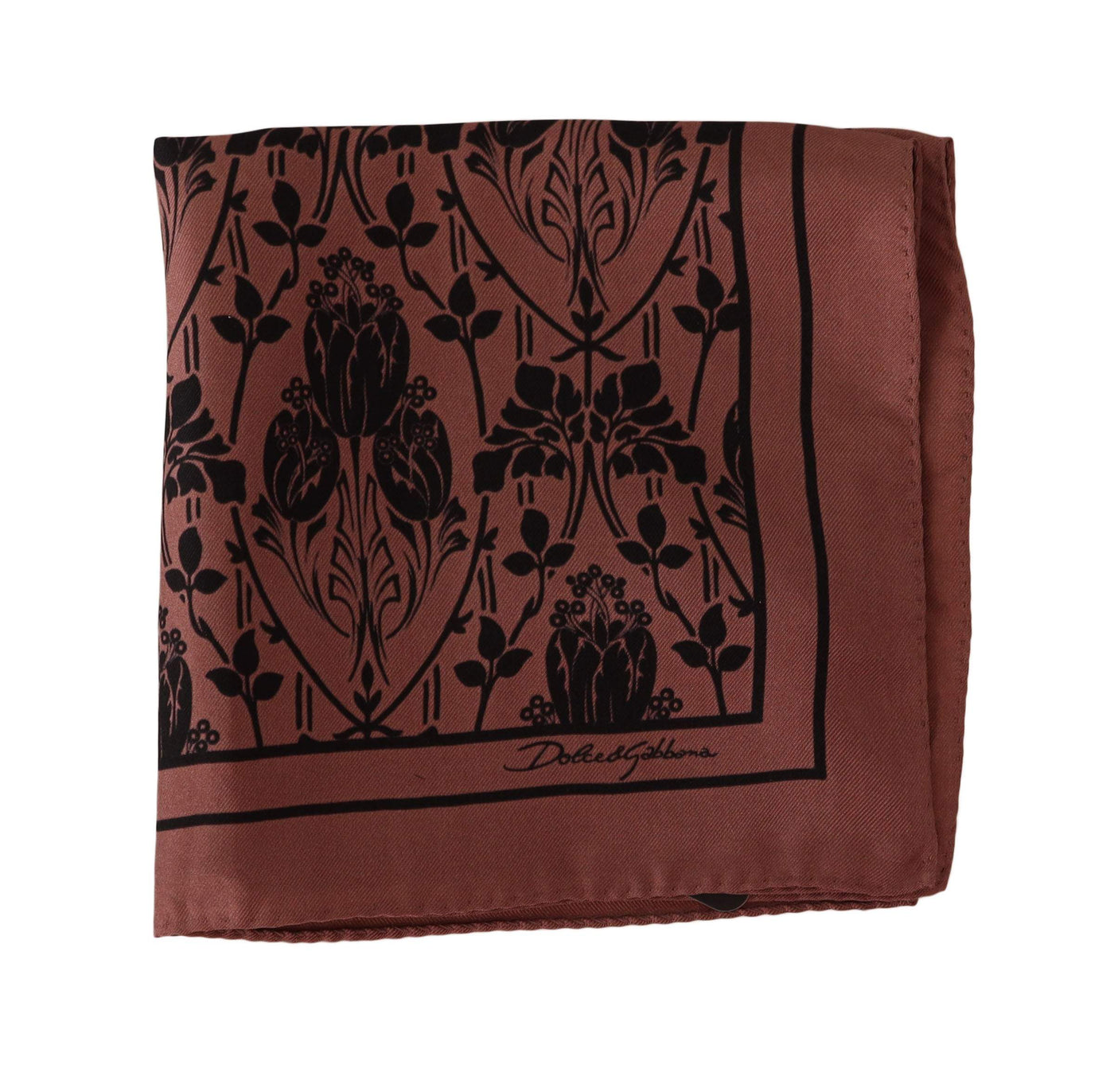 Dolce & Gabbana Brown Floral Silk Square Handkerchief Scarf #men, Brown, Dolce & Gabbana, feed-1, Scarves - Men - Accessories at SEYMAYKA