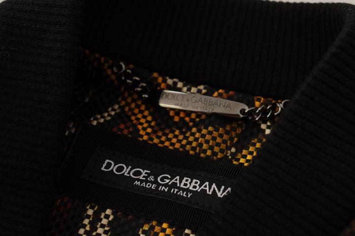 Dolce & Gabbana Brown Feather Full Zip Blouson Jacket