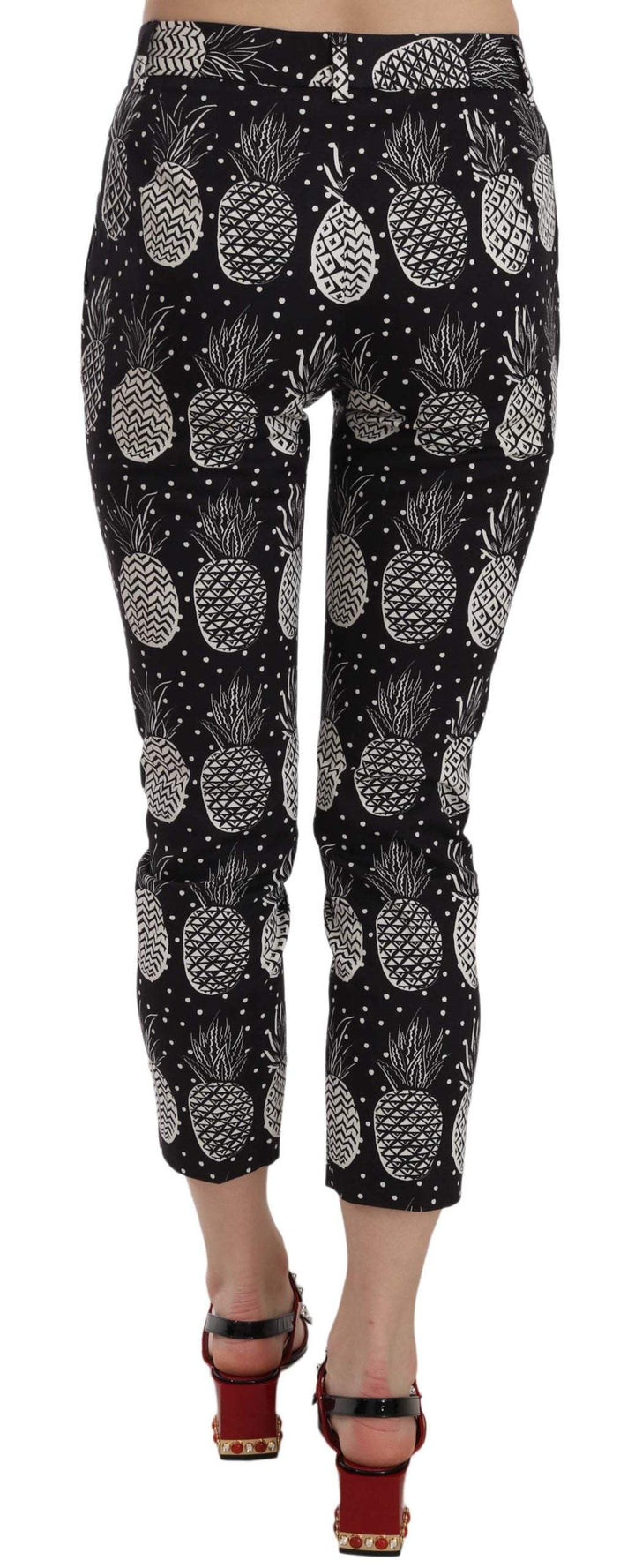 Dolce & Gabbana Black Pineapple Print Skinny Capri Pants Black, Dolce & Gabbana, feed-agegroup-adult, feed-color-Black, feed-gender-female, IT40|S, IT42|M, Jeans & Pants - Women - Clothing at SEYMAYKA