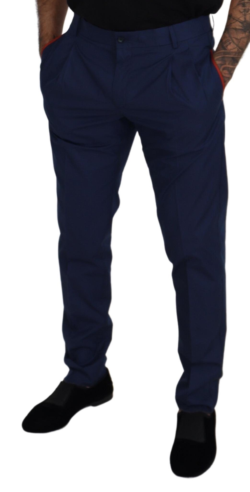 Dolce & Gabbana Blue Cotton Chino Formal Pants