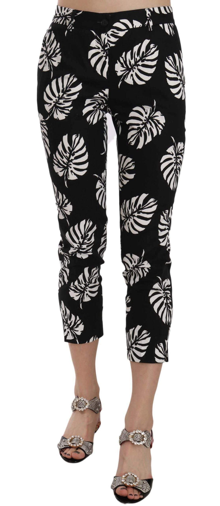 Dolce & Gabbana  Black Palm Leaf Print Skinny Pants #women, Black, Brand_Dolce & Gabbana, Catch, Dolce & Gabbana, feed-agegroup-adult, feed-color-black, feed-gender-female, feed-size-IT38|XS, feed-size-IT42|M, feed-size-IT44|L, feed-size-IT46|XL, Gender_Women, IT36|XXS, IT38|XS, IT42|M, IT44|L, IT46|XL, Jeans & Pants - Women - Clothing, Kogan, Women - New Arrivals at SEYMAYKA