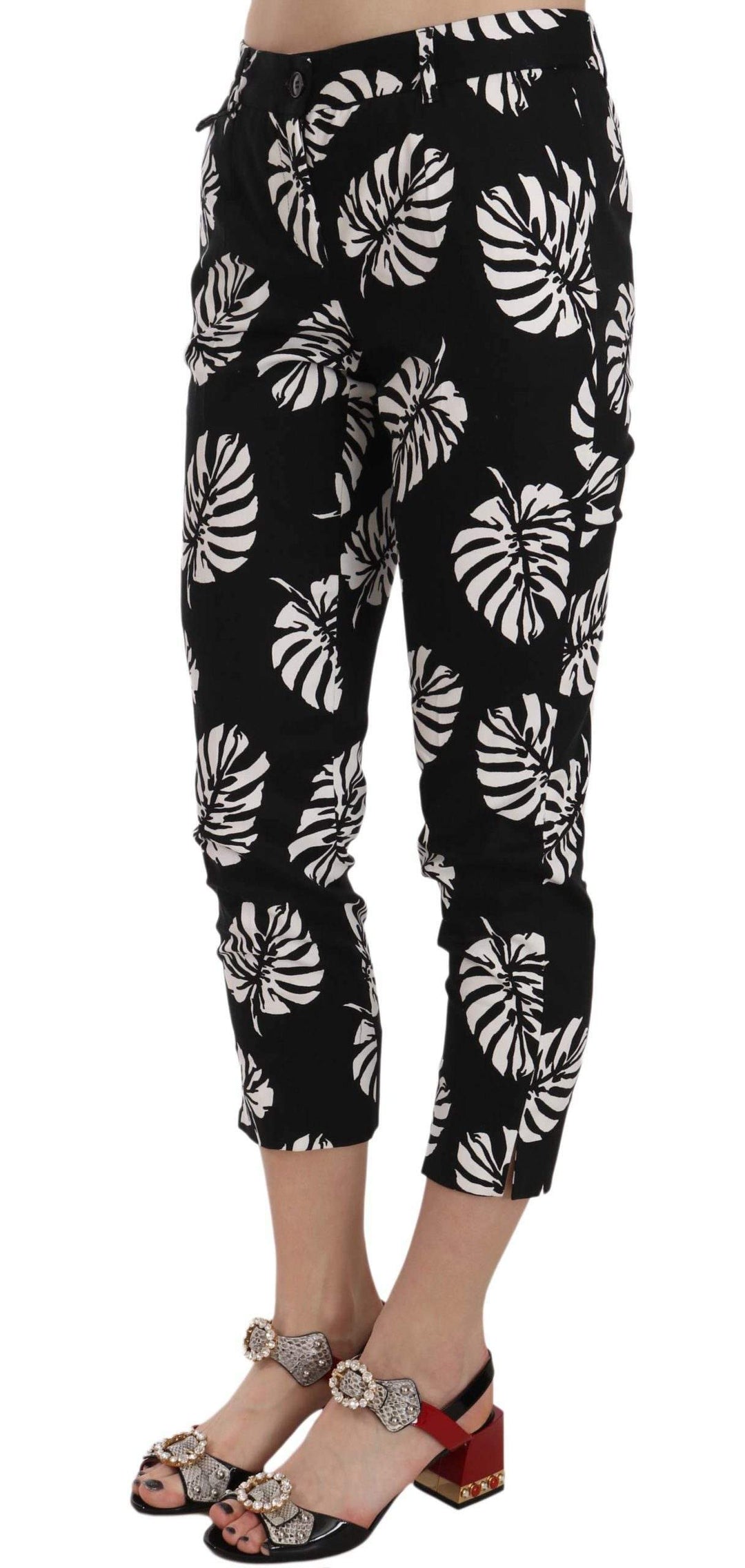 Dolce & Gabbana  Black Palm Leaf Print Skinny Pants #women, Black, Brand_Dolce & Gabbana, Catch, Dolce & Gabbana, feed-agegroup-adult, feed-color-black, feed-gender-female, feed-size-IT38|XS, feed-size-IT42|M, feed-size-IT44|L, feed-size-IT46|XL, Gender_Women, IT36|XXS, IT38|XS, IT42|M, IT44|L, IT46|XL, Jeans & Pants - Women - Clothing, Kogan, Women - New Arrivals at SEYMAYKA