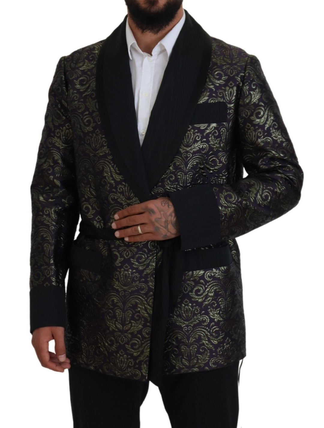 Dolce & Gabbana Gold Purple Baroque Jacket Blazer Robe