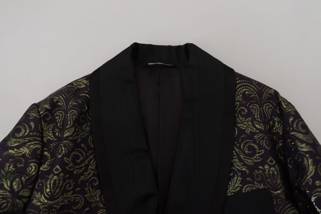 Dolce & Gabbana Gold Purple Baroque Jacket Blazer Robe