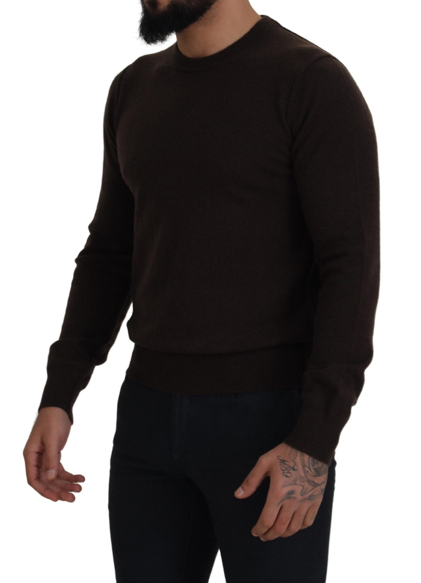 Dolce & Gabbana Brown Cashmere Crew Neck Pullover Sweater