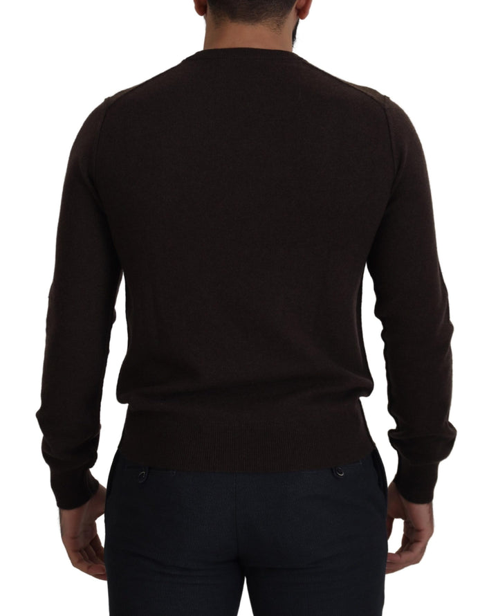 Dolce & Gabbana Brown Cashmere Crew Neck Pullover Sweater