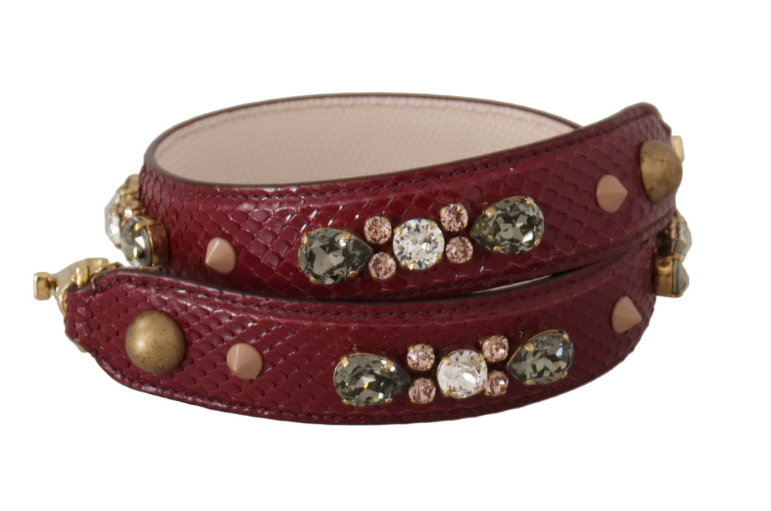 Dolce & Gabbana Bordeaux Leather Crystals Bag Shoulder Strap