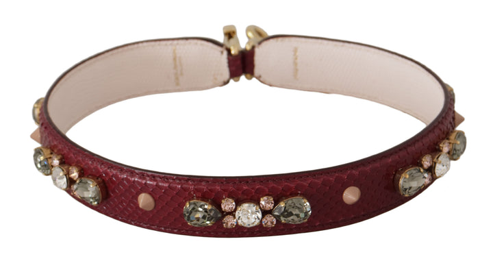 Dolce & Gabbana Bordeaux Leather Crystals Bag Shoulder Strap