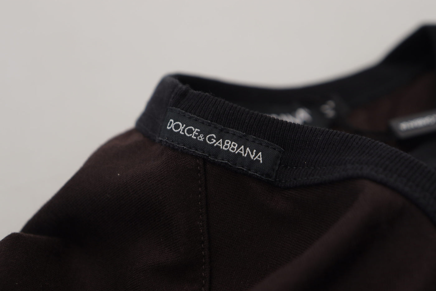 Dolce & Gabbana Brown Cotton Slim Crewneck Pullover Sweater