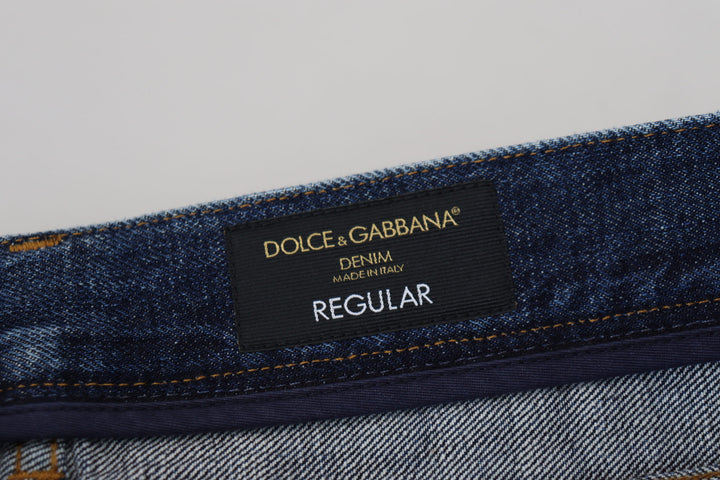 Dolce & Gabbana Blue Wash Cotton Regular Denim Jeans Pants