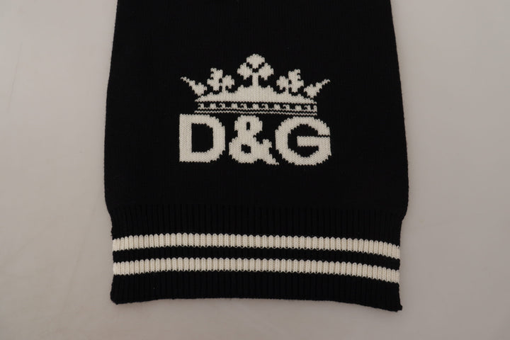 Dolce & Gabbana Black White Cotton DG Printed Cashmere Shawl Scarf