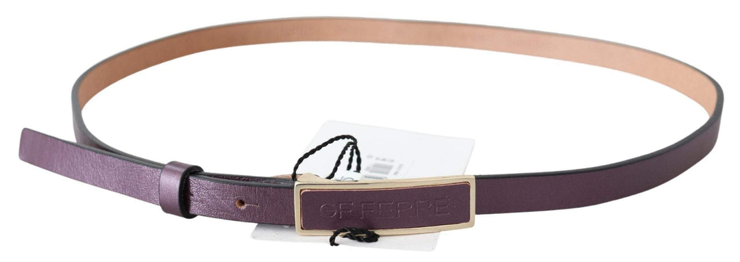 GF Ferre Gold Logo Buckle Waist Leather Skinny Belt #women, 90 cm / 36 Inches, Accessories - New Arrivals, Belts - Women - Accessories, Bordeaux, feed-agegroup-adult, feed-color-bordeaux, feed-gender-female, GF Ferre at SEYMAYKA