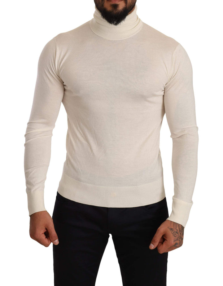 Dolce & Gabbana Cream Cashmere Turtleneck Pullover Sweater #men, Cream, Dolce & Gabbana, feed-agegroup-adult, feed-color-cream, feed-gender-male, IT46 | S, Sweaters - Men - Clothing at SEYMAYKA