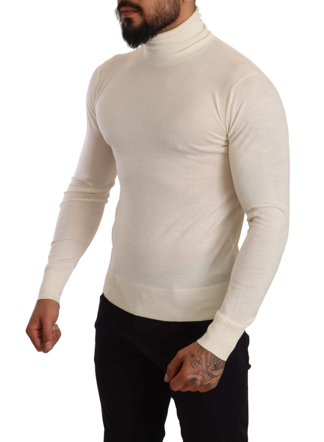 Dolce & Gabbana Cream Cashmere Turtleneck Pullover Sweater #men, Cream, Dolce & Gabbana, feed-agegroup-adult, feed-color-cream, feed-gender-male, IT46 | S, Sweaters - Men - Clothing at SEYMAYKA