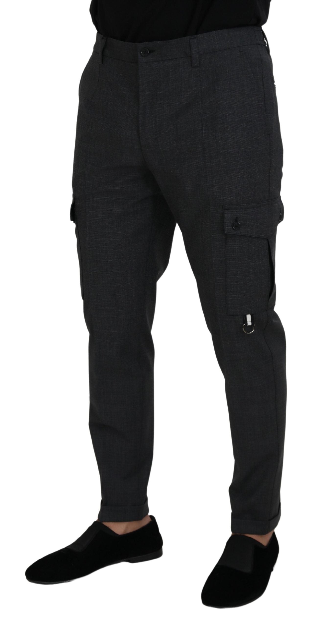 Dolce & Gabbana Gray Checked Cargo Trousers Stretch Pants