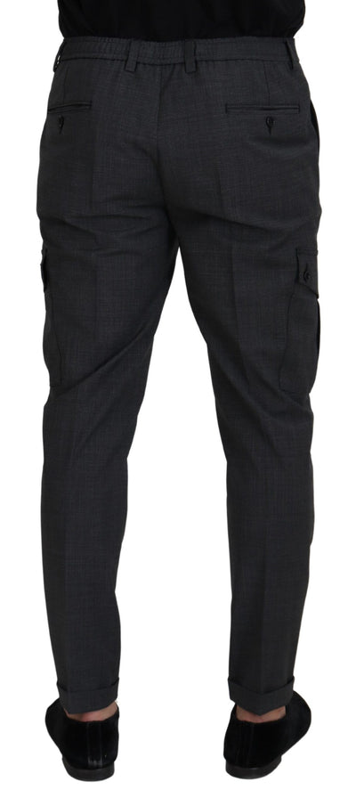 Dolce & Gabbana Gray Checked Cargo Trousers Stretch Pants