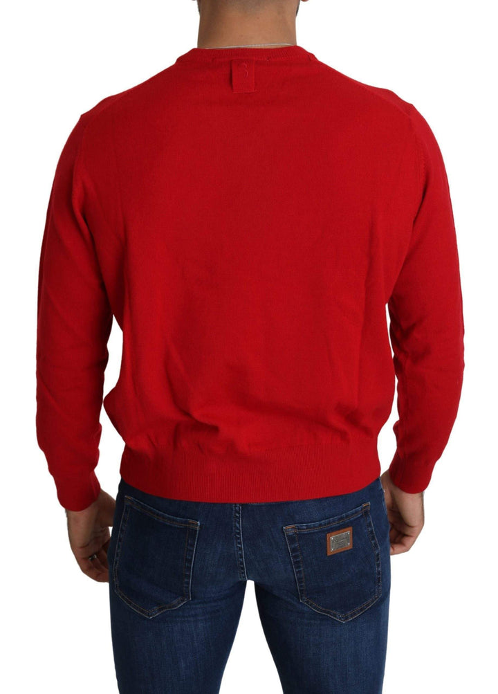 Billionaire Italian Couture Red V-neck Wool Sweatshirt Pullover Sweater #men, Billionaire Italian Couture, feed-agegroup-adult, feed-color-red, feed-gender-male, feed-size-XL, Gender_Men, Men - New Arrivals, Red, Sweaters - Men - Clothing, Sweatshirts - Men - Clothing, XL at SEYMAYKA