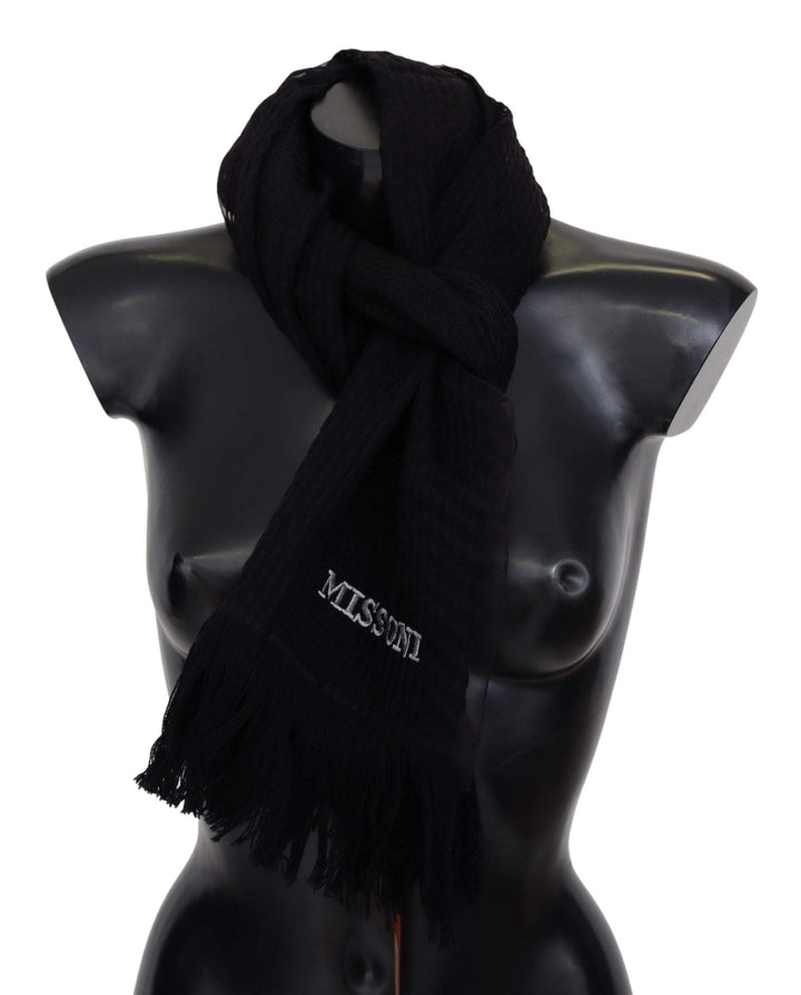 Missoni Black Wool Unisex Neck Warmer Wrap Scarf #men, Black, feed-agegroup-adult, feed-color-Black, feed-gender-male, Missoni, Scarves - Men - Accessories at SEYMAYKA