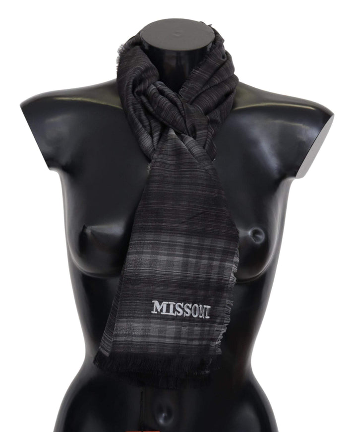 Missoni Black Gray Polka Dot Wool Unisex Neck Wrap Scarf #men, Black, feed-agegroup-adult, feed-color-Black, feed-gender-male, Missoni, Scarves - Men - Accessories at SEYMAYKA